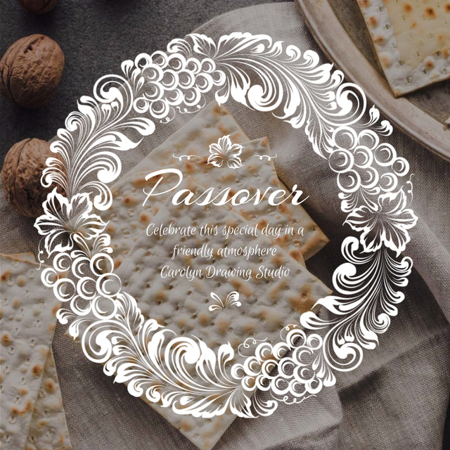 Happy Passover with Unleavened Bread and Nuts Animated Post Modelo de Design