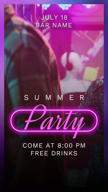 Summer Party In Bar With Cocktails And Dancing TikTok Video Design Template