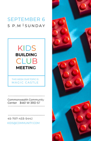 Kids Building Club Meeting With Constructor Bricks Invitation 5.5x8.5in Design Template