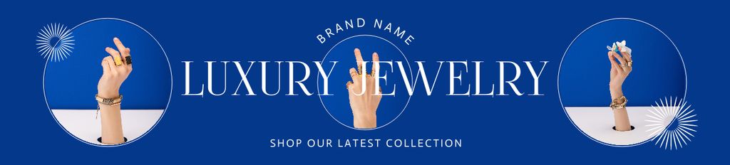 Template di design Sale Offer of Luxury Jewelry on Blue Ebay Store Billboard