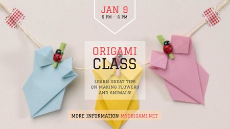 Origami Classes Invitation Paper Garland Title Tasarım Şablonu