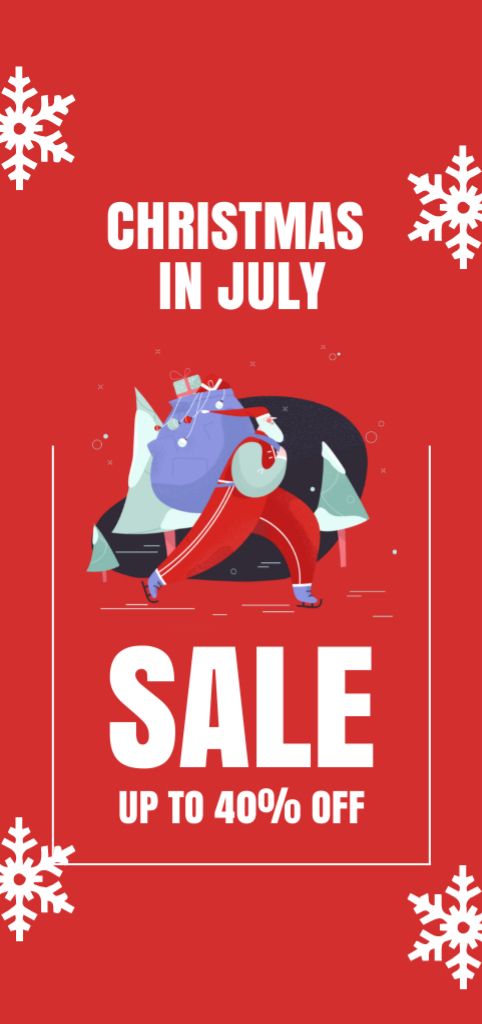 Christmas Sale in July with Merry Santa Claus Flyer DIN Large Design Template