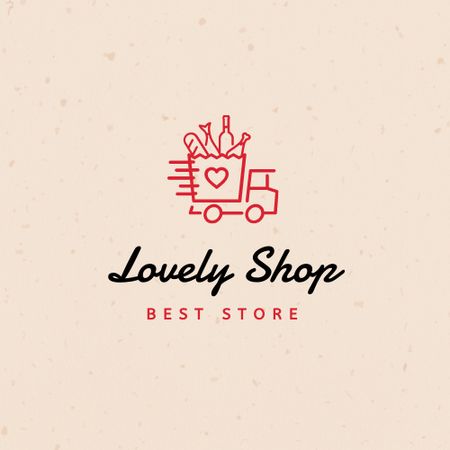 Store Ad with Truck delivering Purchases Logo Design Template