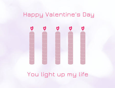 Hyvää ystävänpäivää söpöillä romanttisilla kynttilöillä Thank You Card 5.5x4in Horizontal Design Template