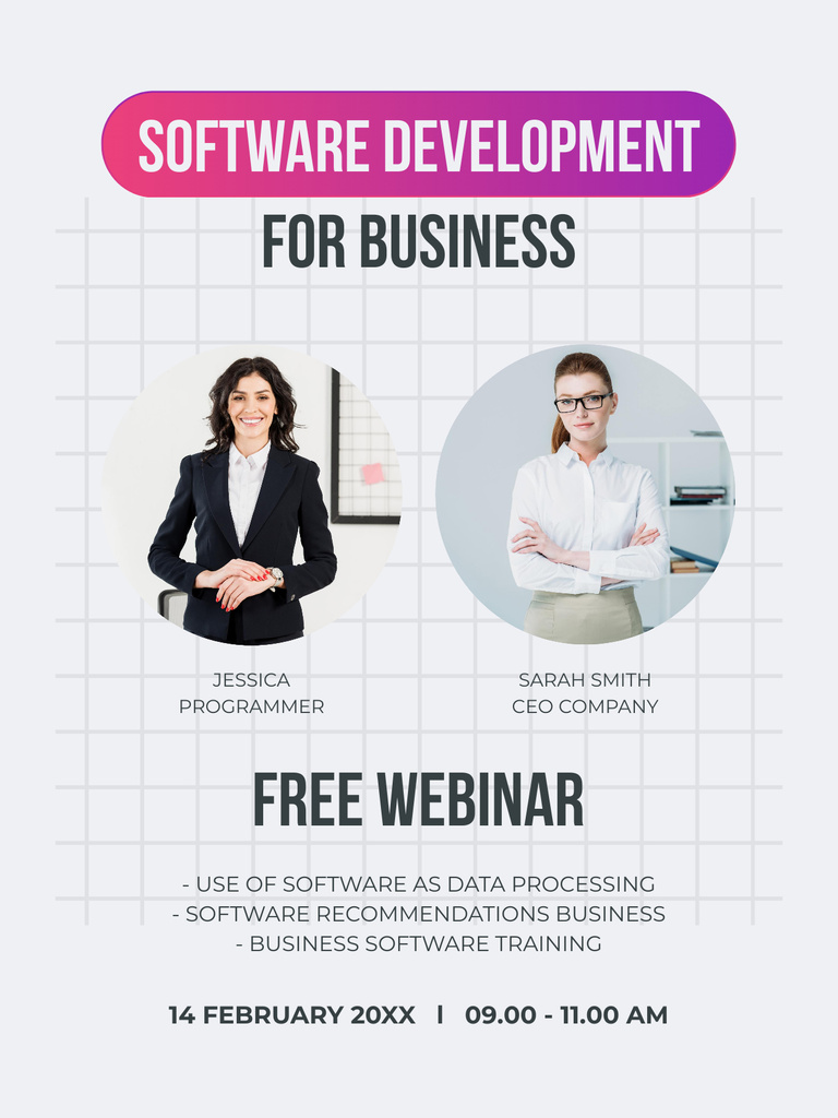 Webinar about Software Development for Business Poster USデザインテンプレート