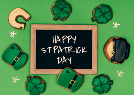 Template di design Happy St. Patrick's Day with Gingerbread Postcard 5x7in