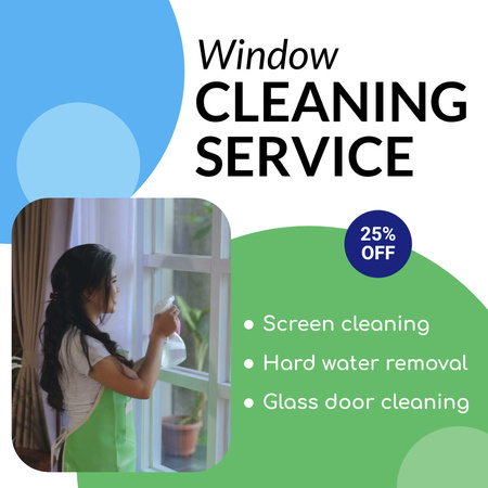 Modèle de visuel Offre de service de nettoyage de vitres en profondeur avec remise - Animated Post
