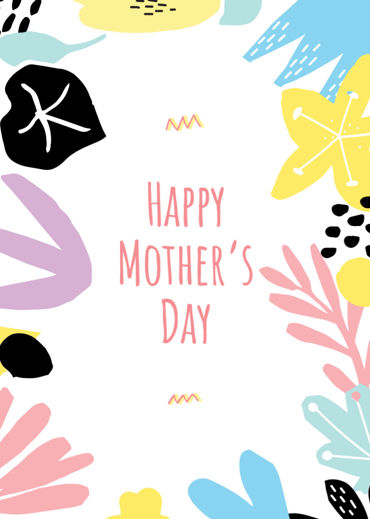 Mother's Day Greeting In Floral Frame Postcard 5x7in Vertical – шаблон для дизайну