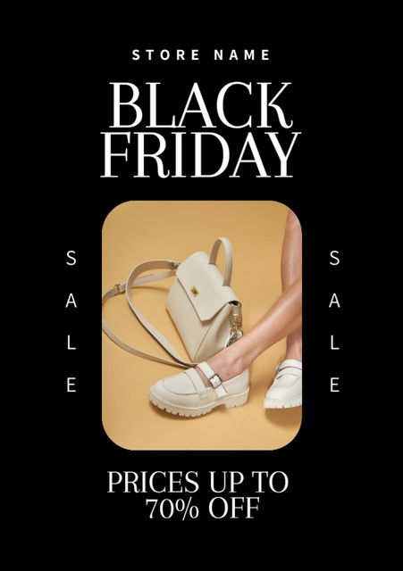 Female Shoes Sale on Black Friday Flyer A7 Tasarım Şablonu