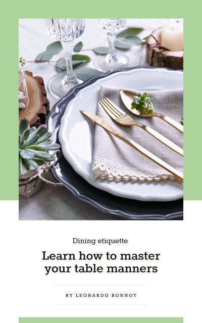 Etiquette Guide Festive Formal Dinner Table Setting Book Cover – шаблон для дизайну