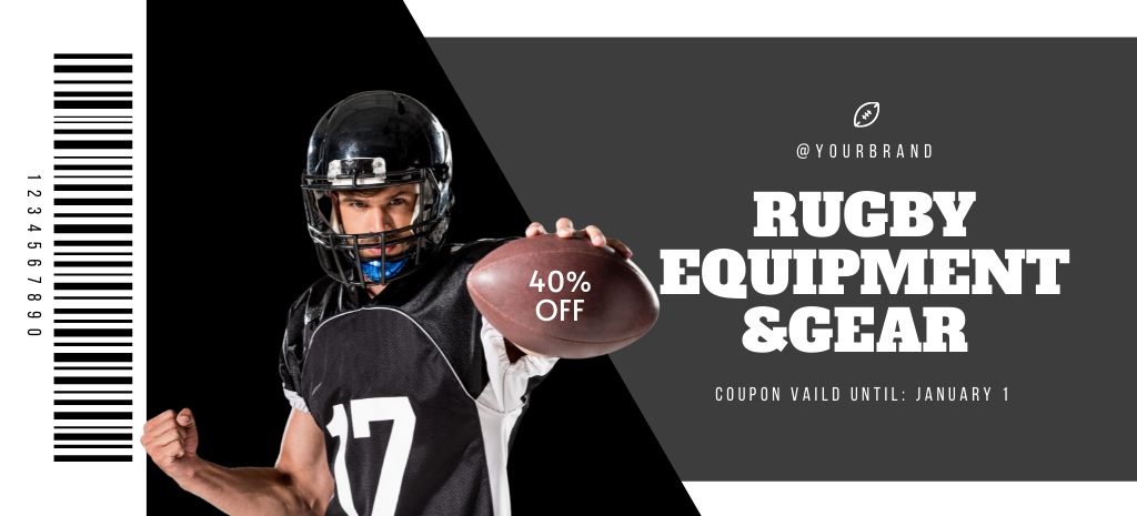 Discount on Rugby Gear with Man Coupon 3.75x8.25in – шаблон для дизайну