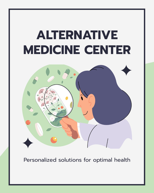 Plantilla de diseño de Alternative Medicine Center With Herbal Capsule Instagram Post Vertical 