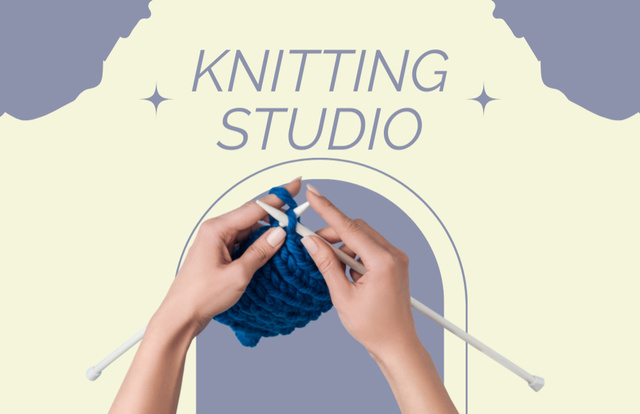 Knitting Studio Promotion Business Card 85x55mm Modelo de Design