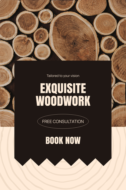 Exquisite Woodwork Ad with Timber Pinterest Πρότυπο σχεδίασης