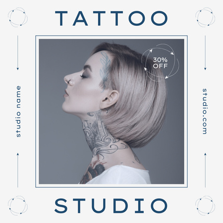 Tattoo Studio With Discount And Sample Of Art Instagram Design Template