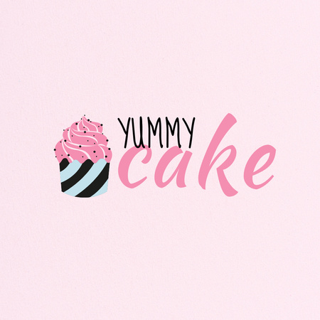Modèle de visuel Awesome Bakery Ad with Flavorful Cupcake In Pink - Logo
