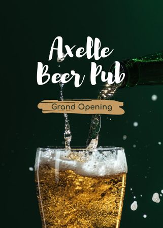 Pub Grand Opening Beer Splashing in Glass Flayer Design Template