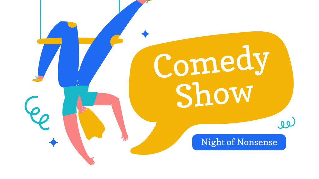 Comedy Show Promotion with Bright Creative Illustration Youtube Thumbnail Design Template