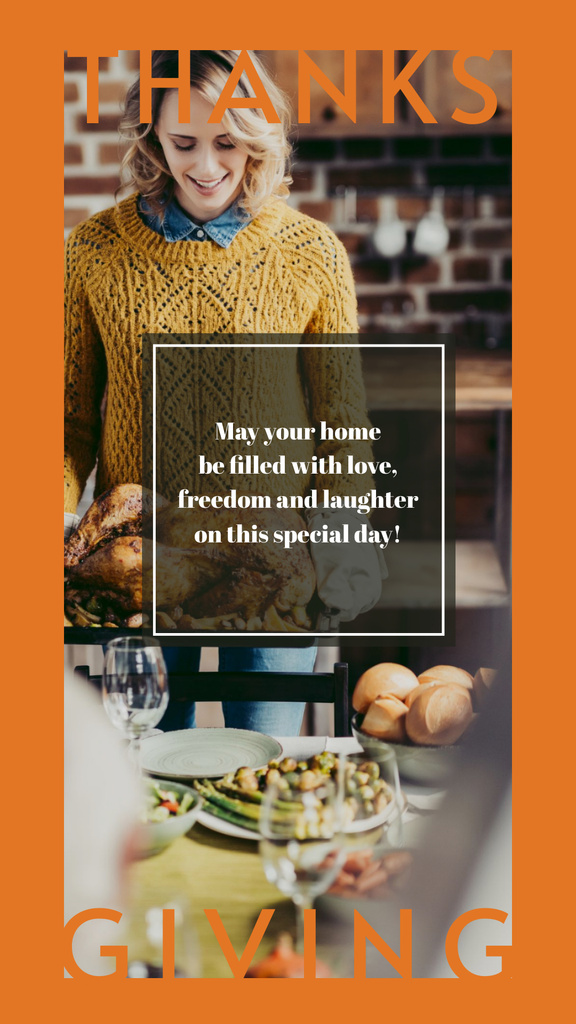 Woman preparing Thanksgiving feast Instagram Story – шаблон для дизайна