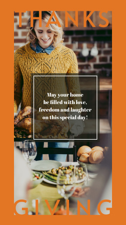 Woman preparing Thanksgiving feast Instagram Story Design Template