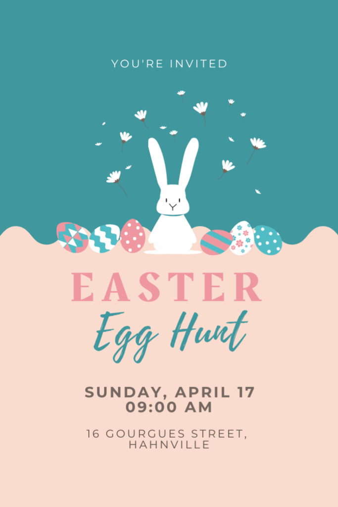 Easter Egg Hunt with Bunny Invitation 6x9in Design Template