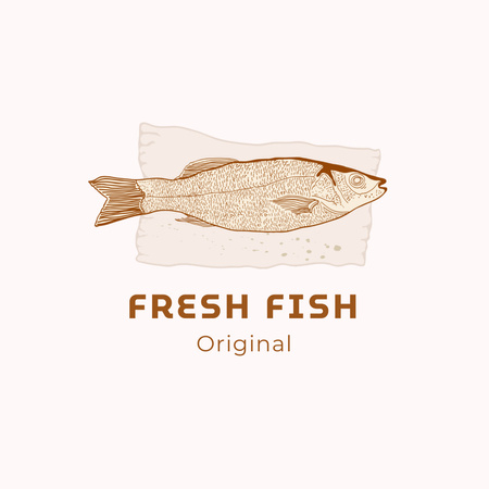 Restaurant Ad with Fresh Fish Logo 1080x1080px Design Template