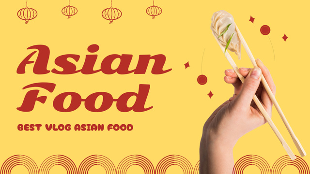 Delicious Asian Food Offer on Yellow Youtube Thumbnail Design Template