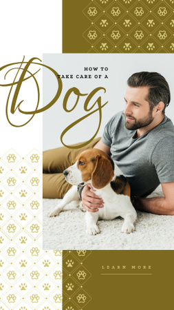 Designvorlage herrchen mit beagle-hund für Instagram Story