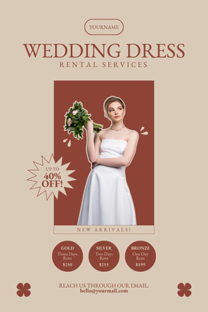 Offer of Rental Services for Wedding Dresses and Accessories Pinterestデザインテンプレート