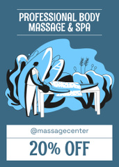 Professional Massage Services Advertisement on Blue