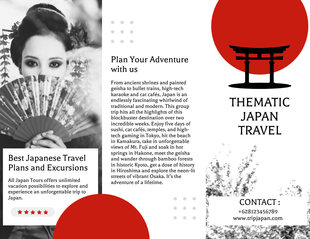 Thematic Travel to Japan Brochure 8.5x11inデザインテンプレート