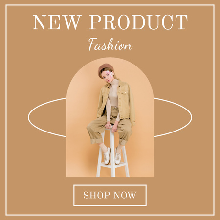Modèle de visuel Promotion de nouveaux produits de mode pour femmes sur beige - Instagram
