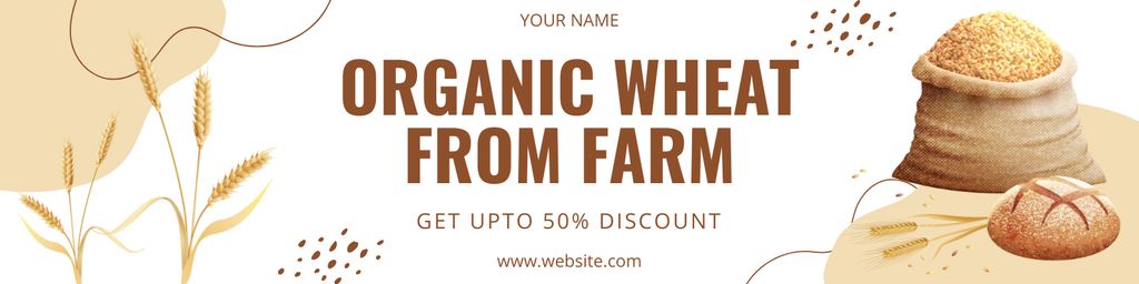 Farm Organic Wheat Offer Twitter Design Template