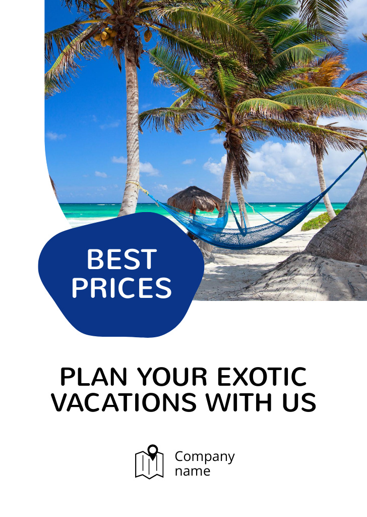 Travel Company Exotic Vacations Offer Postcard A6 Vertical Design Template