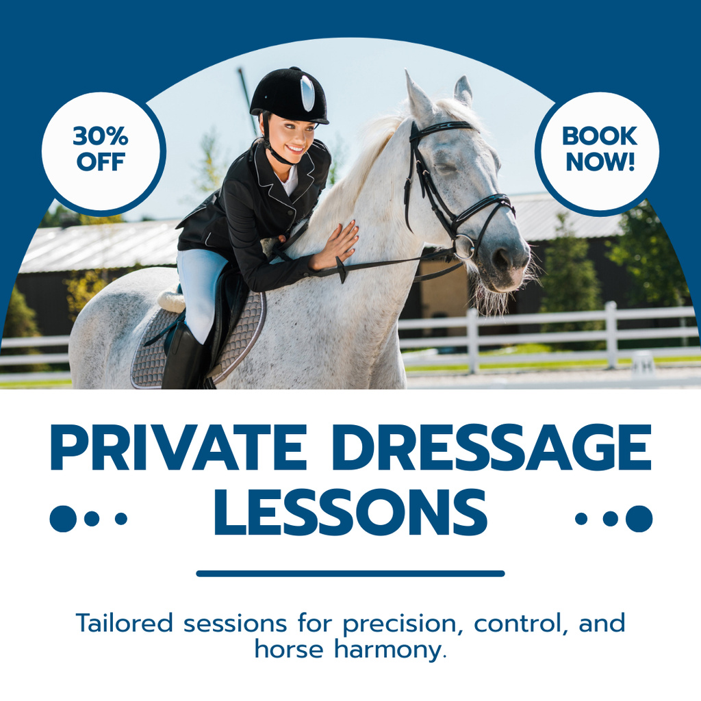 Discount on Private Dressage Lessons for Riders and Horses Instagram AD – шаблон для дизайна