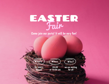 Platilla de diseño Holiday Easter Fair Announcement In Pink Invitation 13.9x10.7cm Horizontal