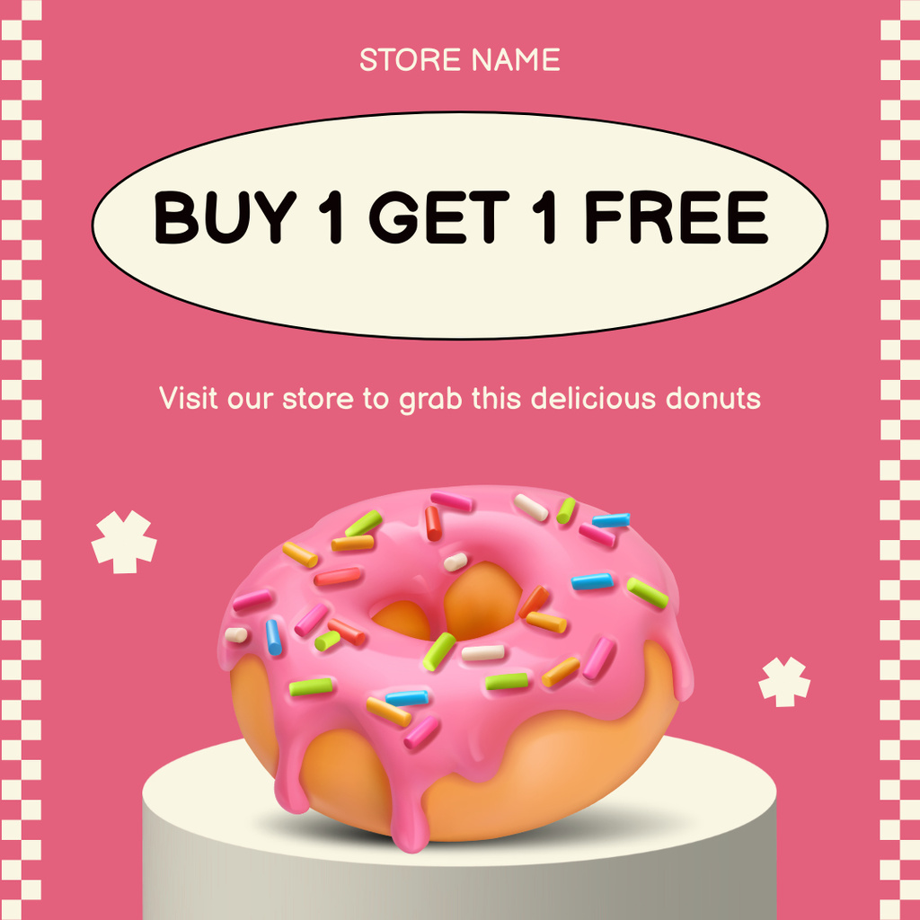 Platilla de diseño Promo of Yummy Pink Donuts Instagram AD