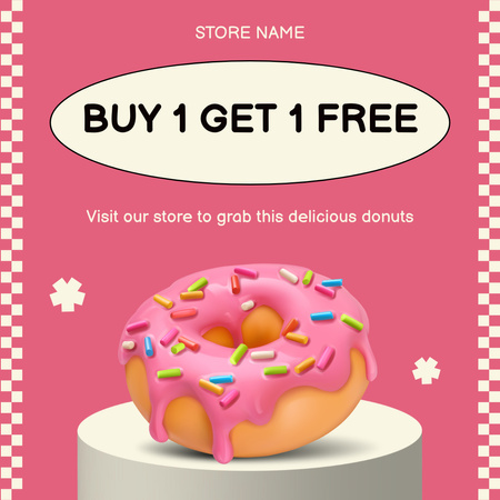 Promoção de deliciosos donuts rosa Instagram AD Modelo de Design