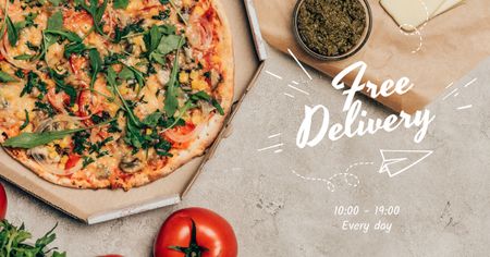 Free Delivery Pizza Offer Facebook AD Design Template