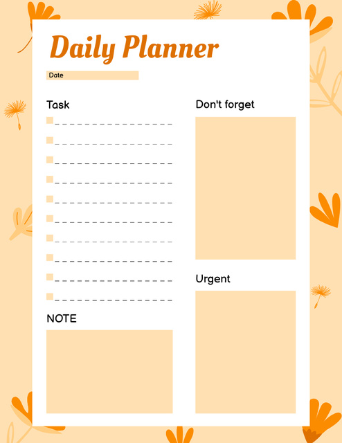 Szablon projektu Daily Notes with Orange Flowers Notepad 8.5x11in