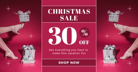 Szablon projektu Christmas Fashion Shoes Sale Magenta Facebook AD