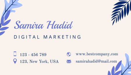 Digital Marketing Specialist Ad on Floral Pattern Business Card US Tasarım Şablonu