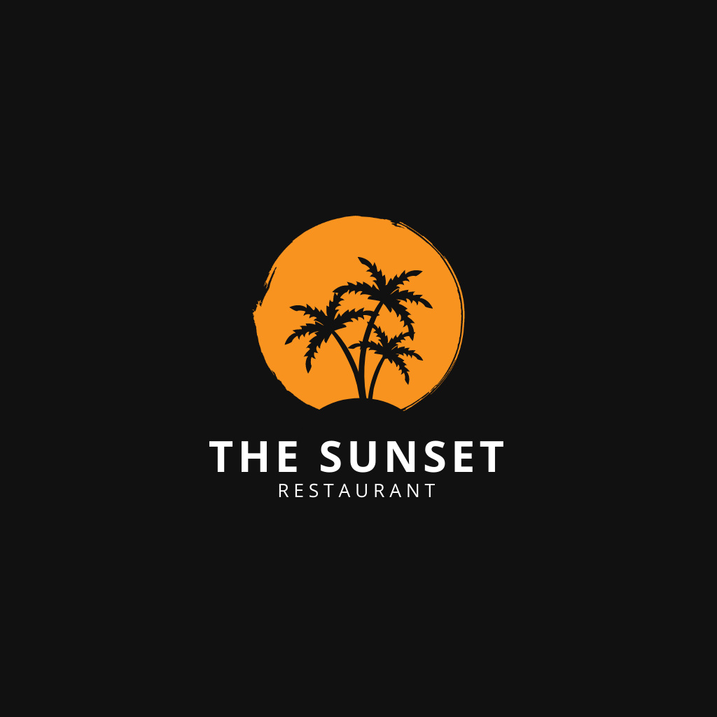Sunset Restaurant Emblem Logo Šablona návrhu