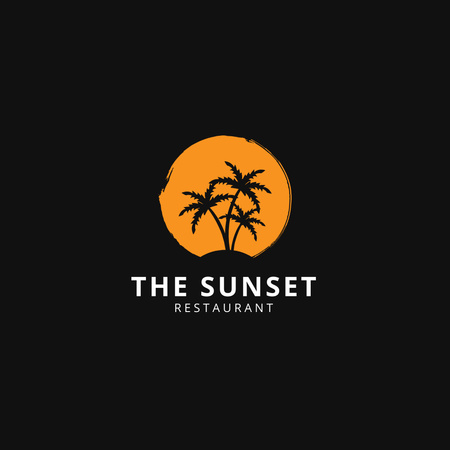 Sunset Restaurant Emblem Logo Design Template