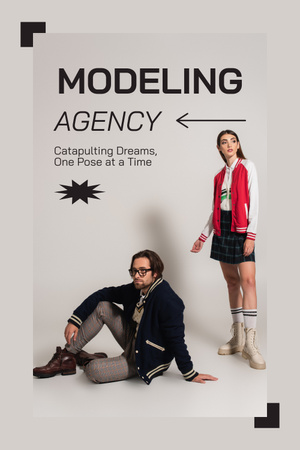 Template di design Servizi di agenzia di modelle con giovani uomini e donne Pinterest