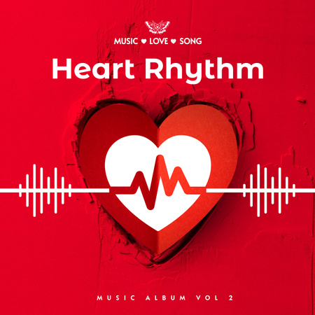 Music Album Promotion with Heartbeat Album Cover Design Template
