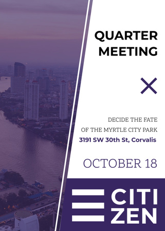 Autumnal Quarter Meeting Announcement with City View Flayer Design Template