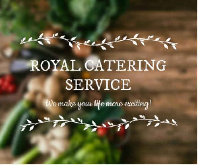 Catering Service Ad Vegetables on Table Medium Rectangle Design Template