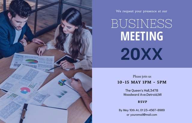 Expert-led Business Meeting With Colleagues Invitation 4.6x7.2in Horizontalデザインテンプレート