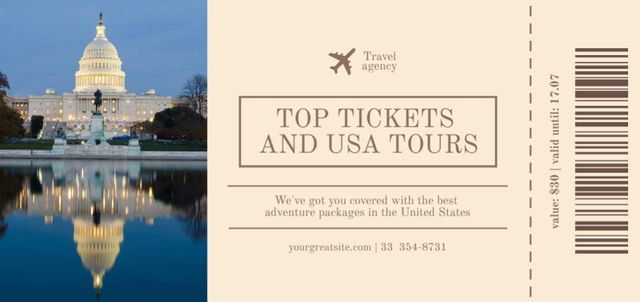 Designvorlage Tourist Trips in USA für Coupon Din Large